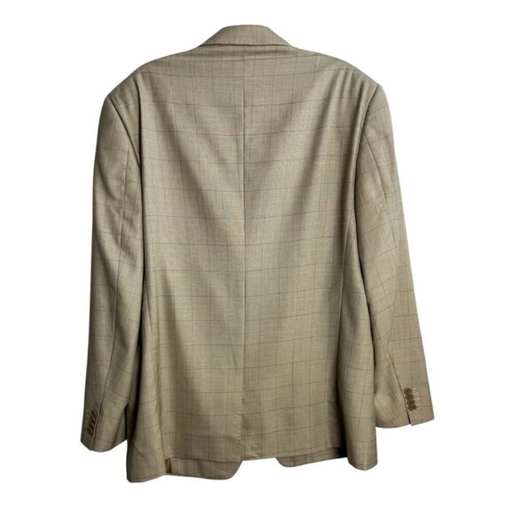 Vitarelli Italian Suit Blazer Jacket Checkered Blue Check on Tan Mens 44R *FLAW - Picture 6 of 11